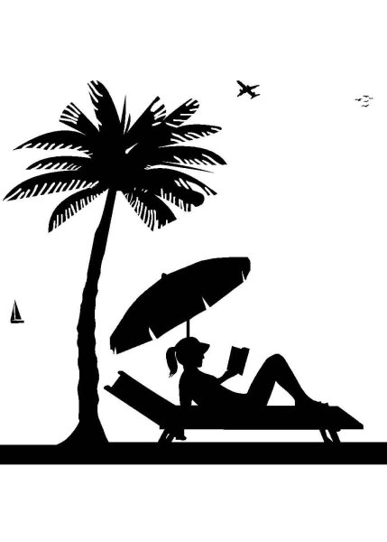 Силуэты шезлонги на море