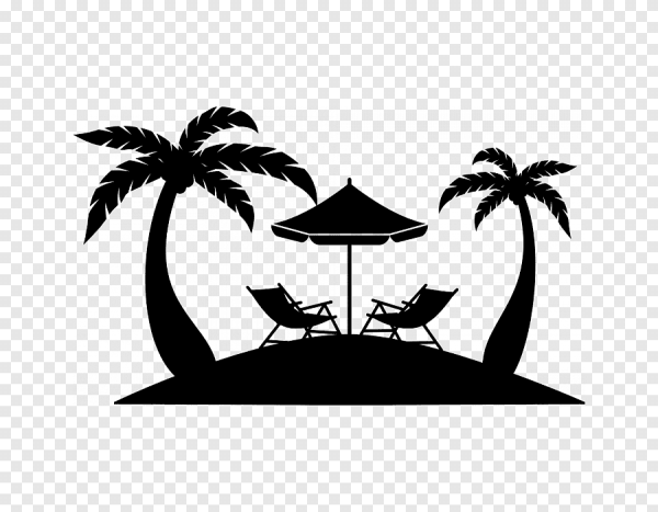 Остров с пальмой силуэт