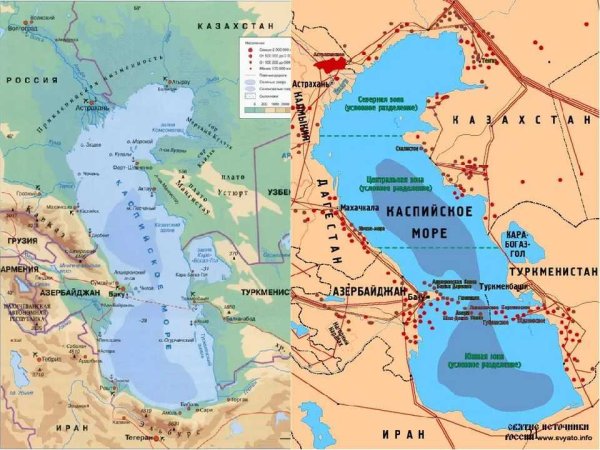 Побережье Каспийского моря карта