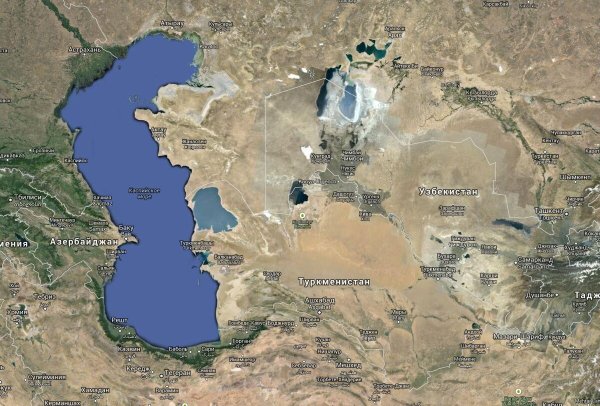Аральское море и Каспийское море на карте