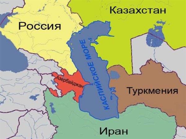 Границы Каспийского моря на карте