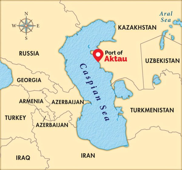 Государства Каспийского моря на карте