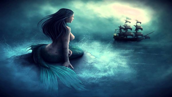 Русалочка плавает