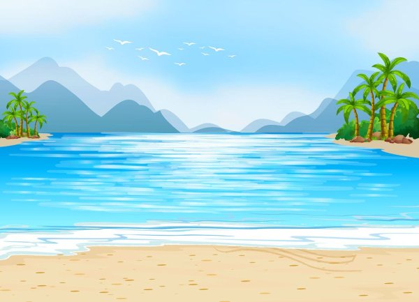 Море пляж мультяшное