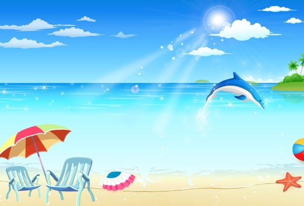 Морской пейзаж мультяшный