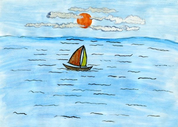 Море рисунок для детей