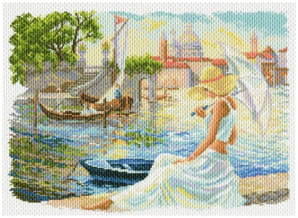 Корабль в море вышивка крестом Панна