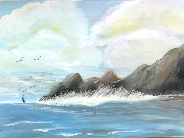 Рисование морской пейзаж