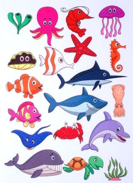 Морские обитатели в детском стиле