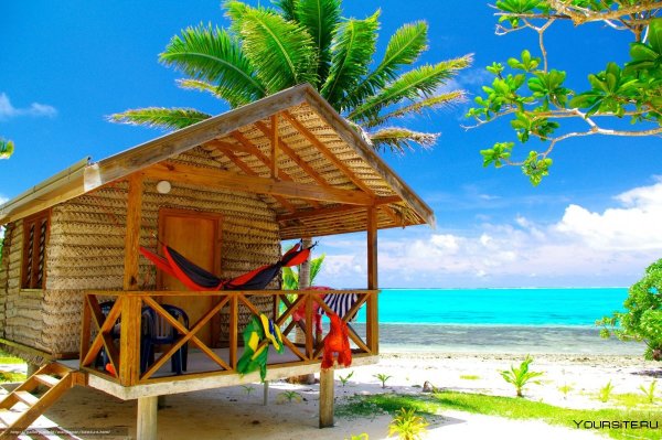 Пляж пальмы домики