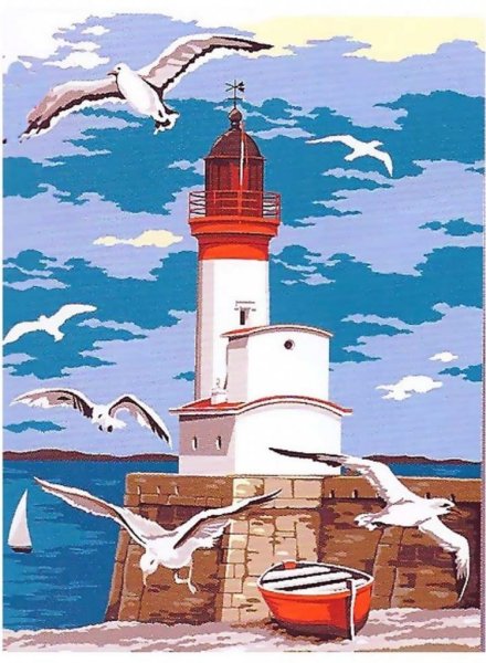 Море Маяк Чайки