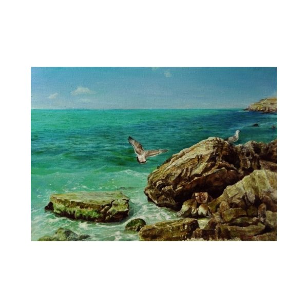 Море и камни живопись