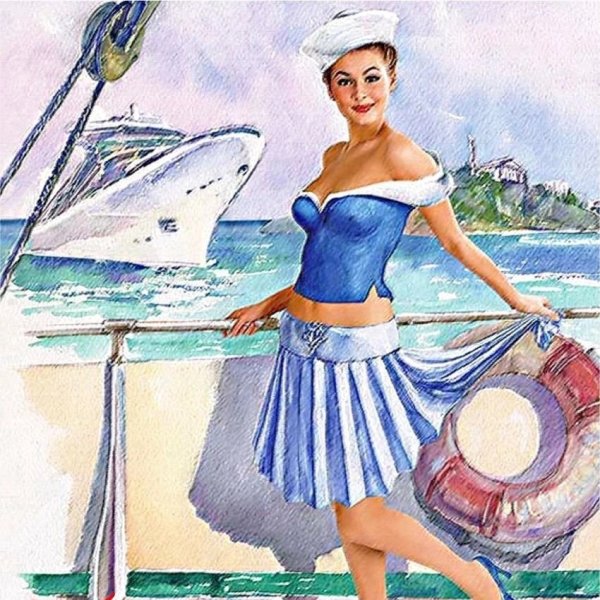 Женщина на корабле живопись