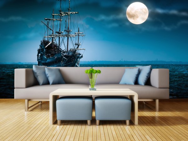 Фотообои корабль в интерьере