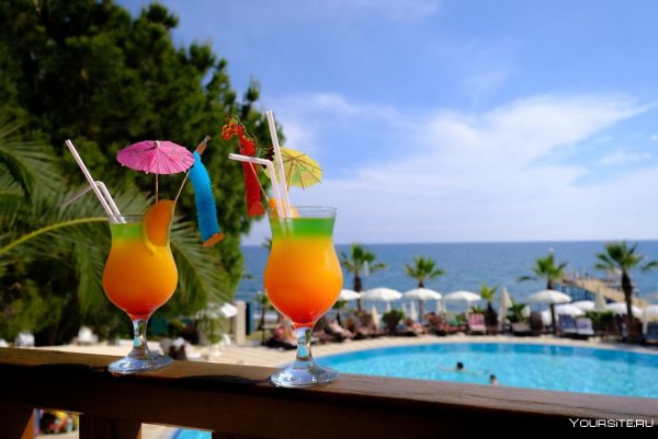 Турция пляж море коктейль,