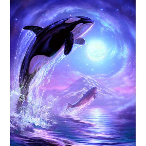 Алмазная мозаика дельфины 40х50
