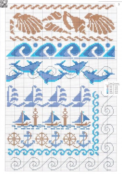 Морская тематика (схемы вышивки)