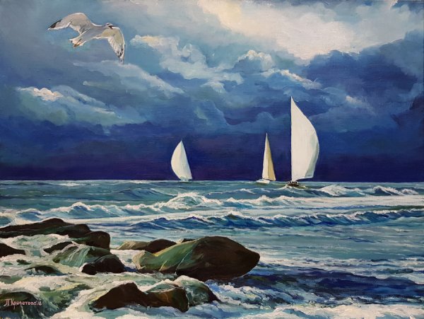 Морской пейзаж рисунок