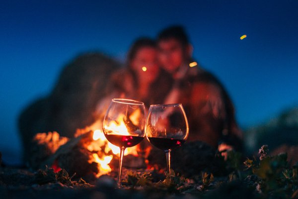 Шашлык и водка на природе