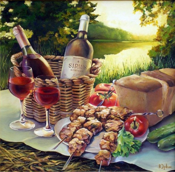 Шашлык и вино