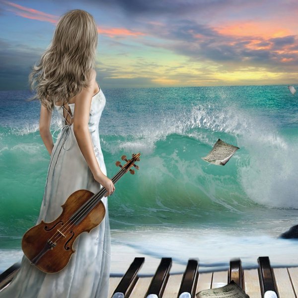 Картинки девушка скрипка море (56 фото)