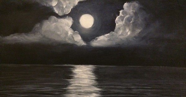 Лунная ночь карандашом