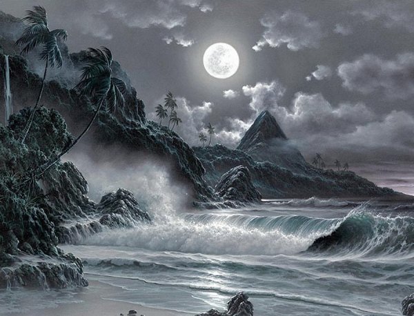 Лунный пейзаж карандашом