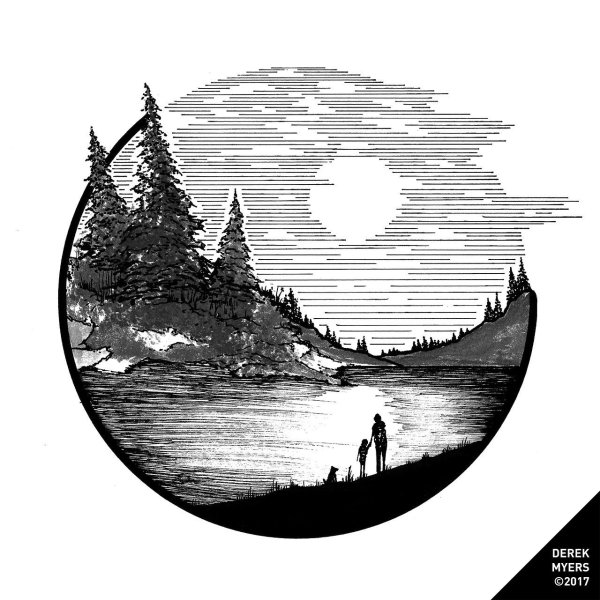 Морской пейзаж карандашом