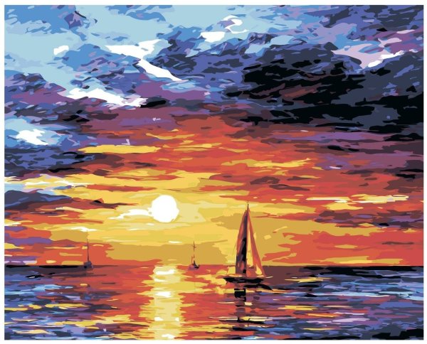 Нарисовать закат на море
