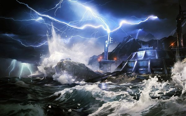 Шторм буря океан гроза