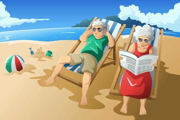 Бабушка и дедушка на пляже