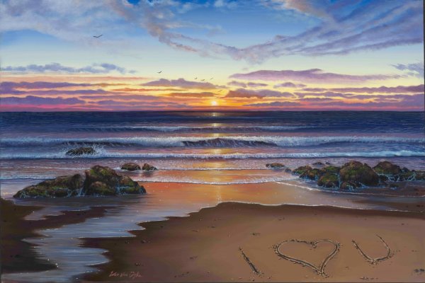 Закат масляными красками