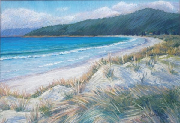 Пейзаж лето море карандашом