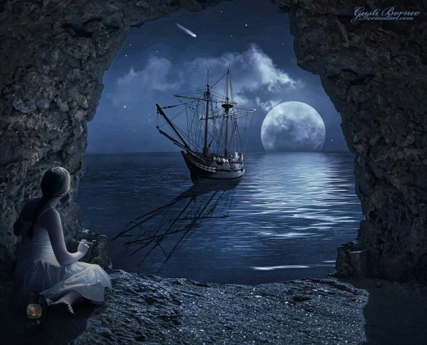 Фэнтези ночь море