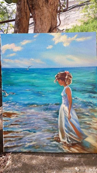 Картина маслом девушка у моря