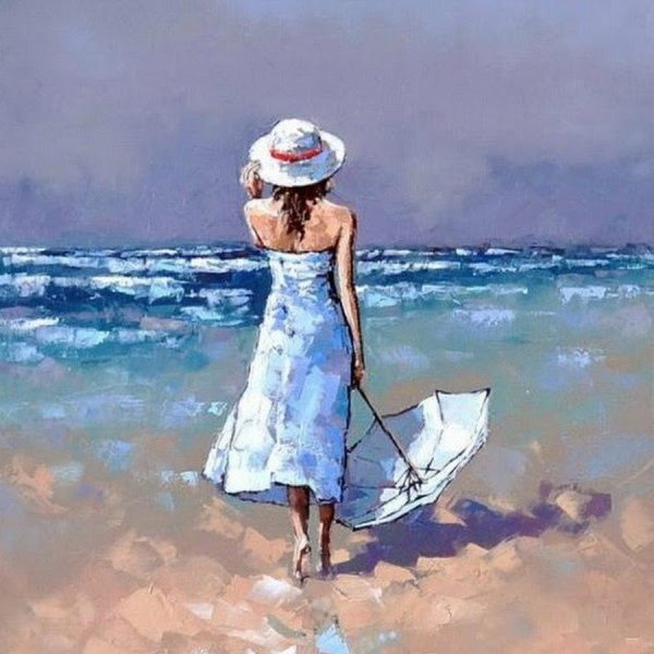 Александр Гунин картины девушка с зонтом