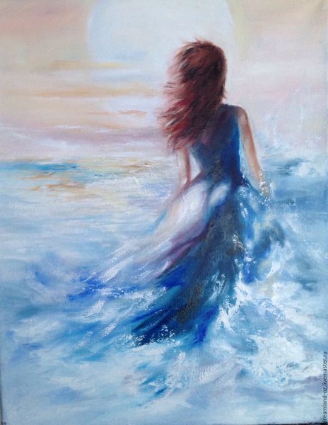 Девушка и море живопись