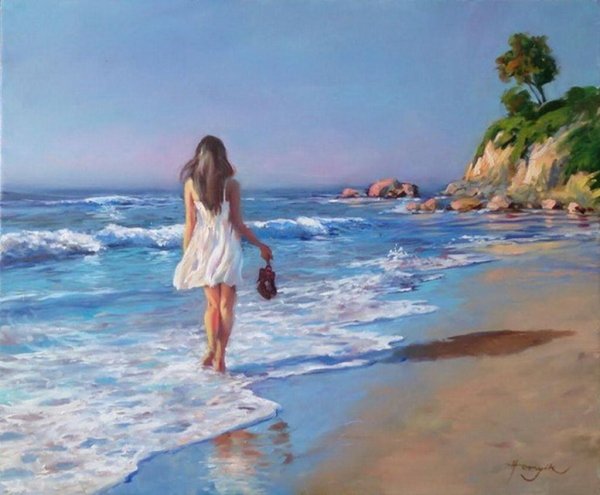 Прогулка у моря картина