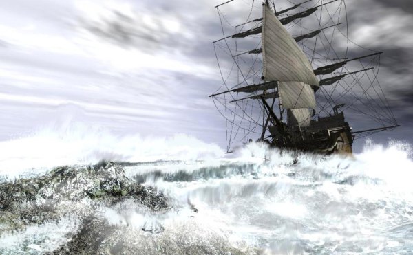Море шторм корабль