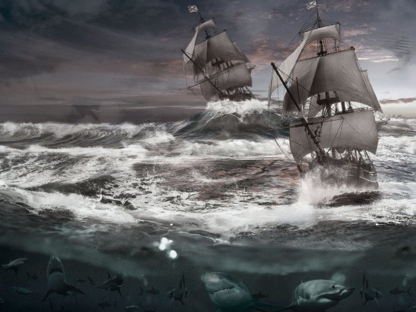 Море шторм корабль