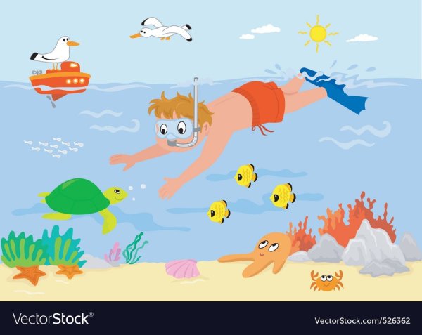 Иллюстрация купаться в море