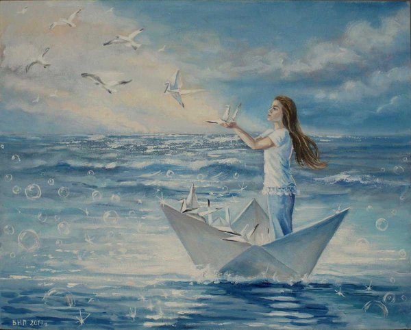 Бумажный кораблик в луже