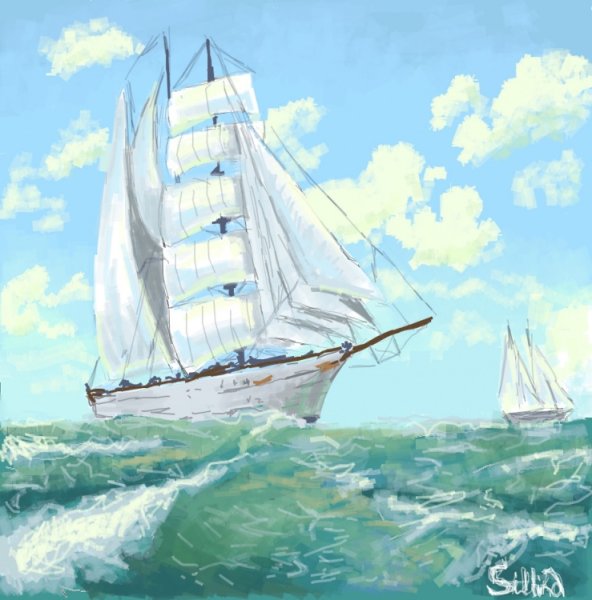 Корабль гуашью