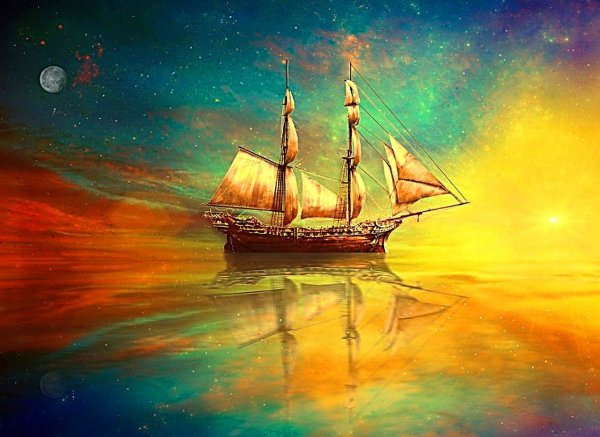 Красивая волна парусником