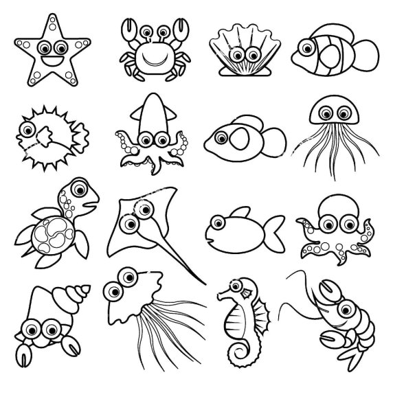 Раскраска морские обитатели