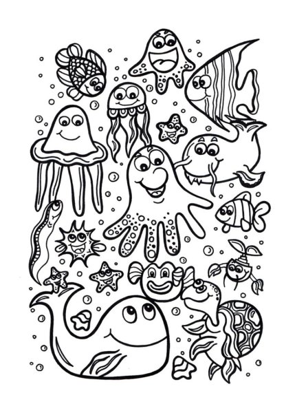 Раскраска морские обитатели