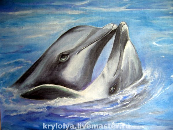 Дельфины живопись