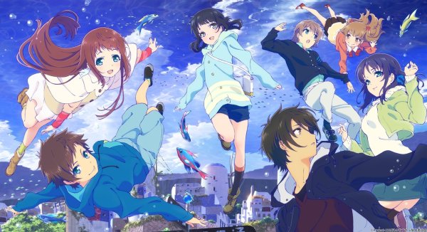Nagi no Asukara аниме поцелуй