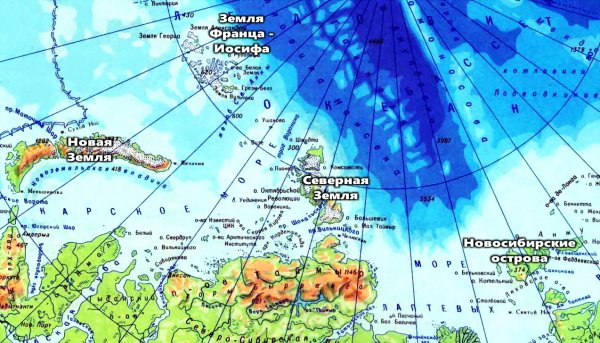 Карта Северного Ледовитого океана подробная