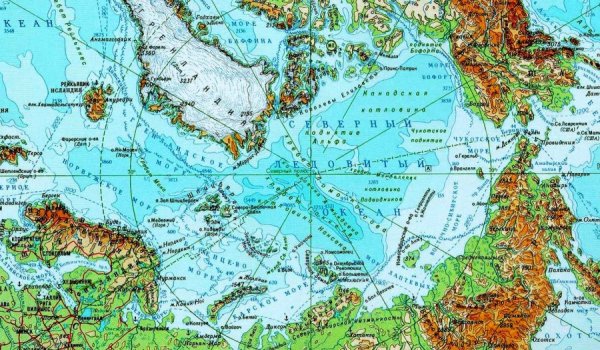Остров Северная земля на карте Северного Ледовитого океана